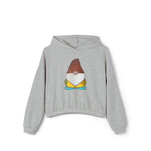 Stained Glass Gnome Cinched Cropped Hoodie