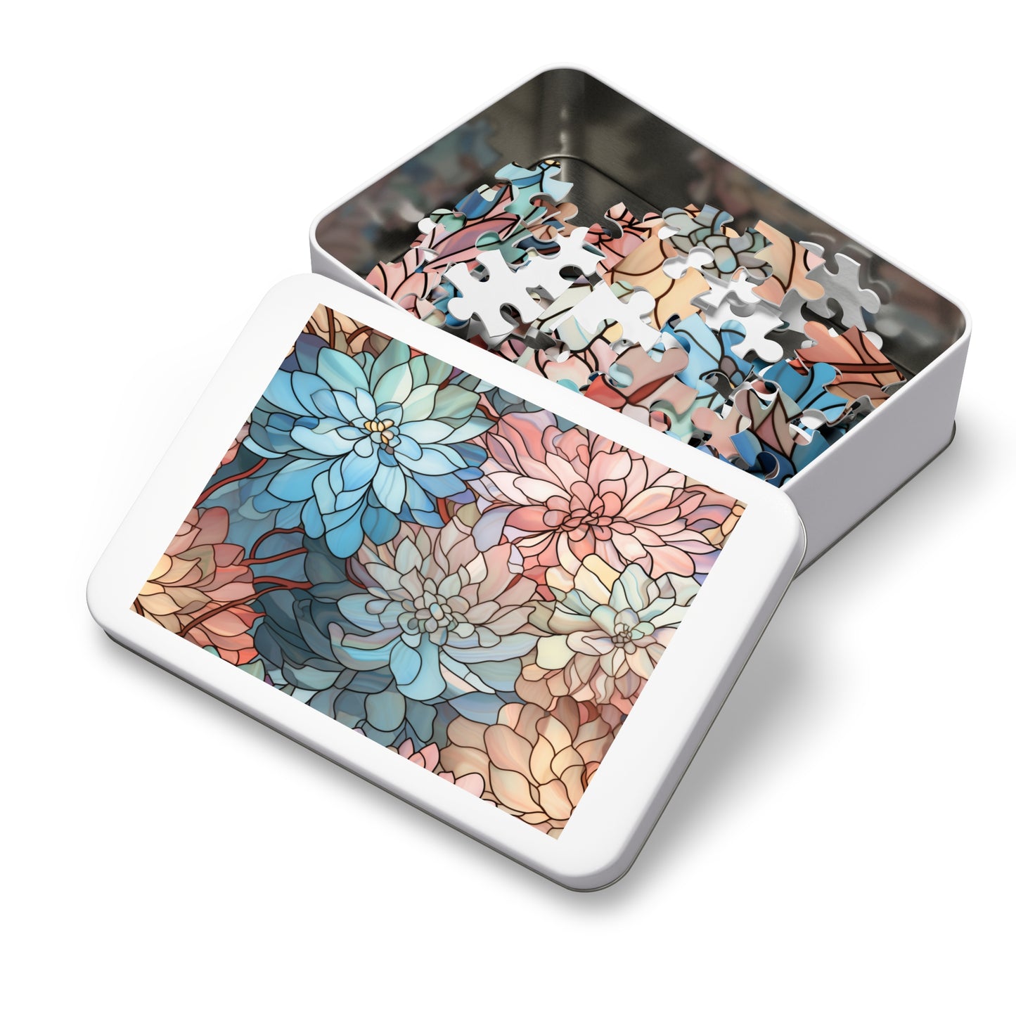 Stained Glass Flowers Jigsaw Puzzle (30, 110, 252, 500,1000-Piece)