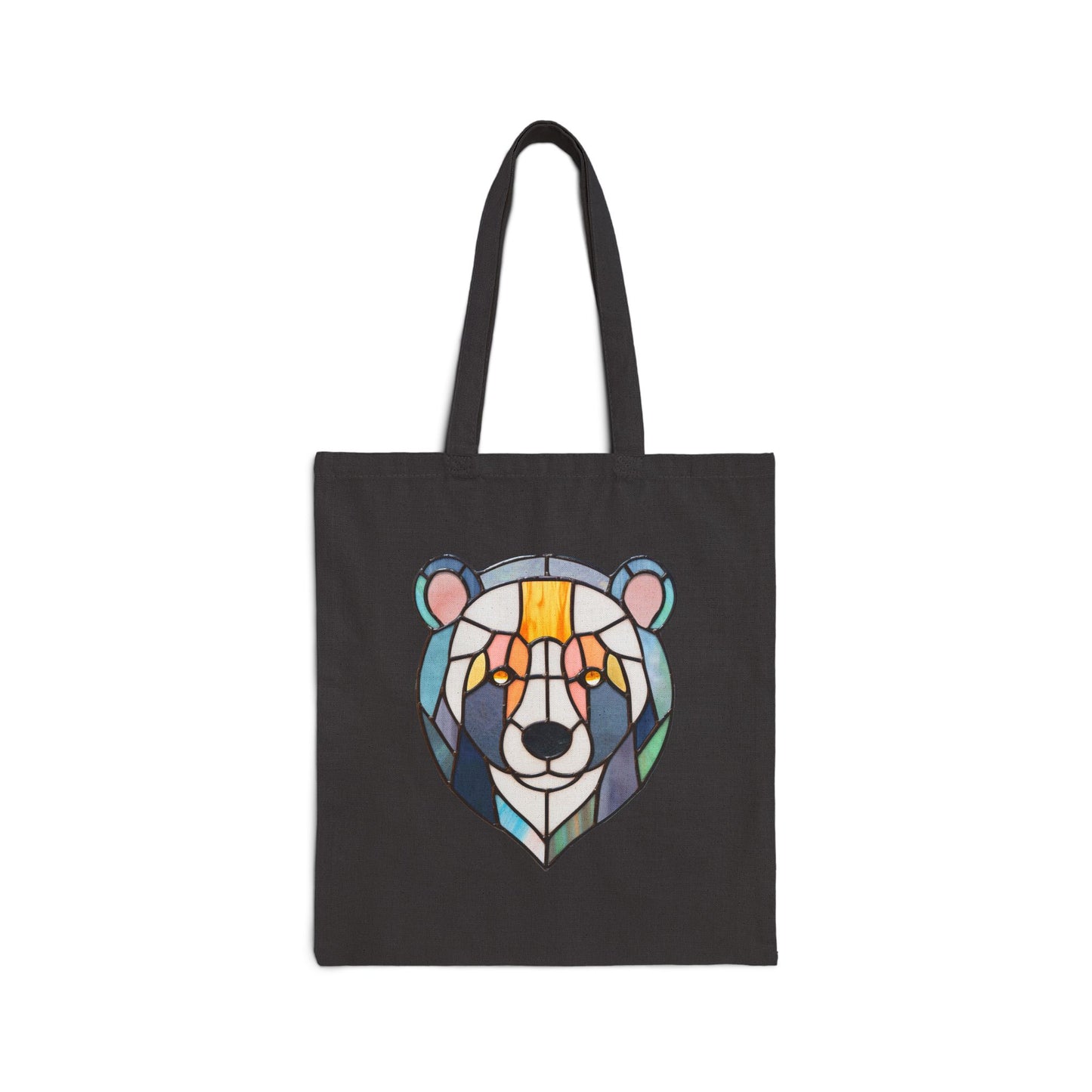 Stained Glass Patchwork Bear Cotton Canvas Tote Bag