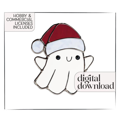 Christmas Ghost Stained Glass Pattern: Halloween Suncatcher Template (PDF & PNG)