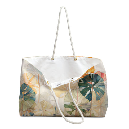 A picture of the Stained Glass Monstera Oversized Tote Bag from GlassyRock Arts. 