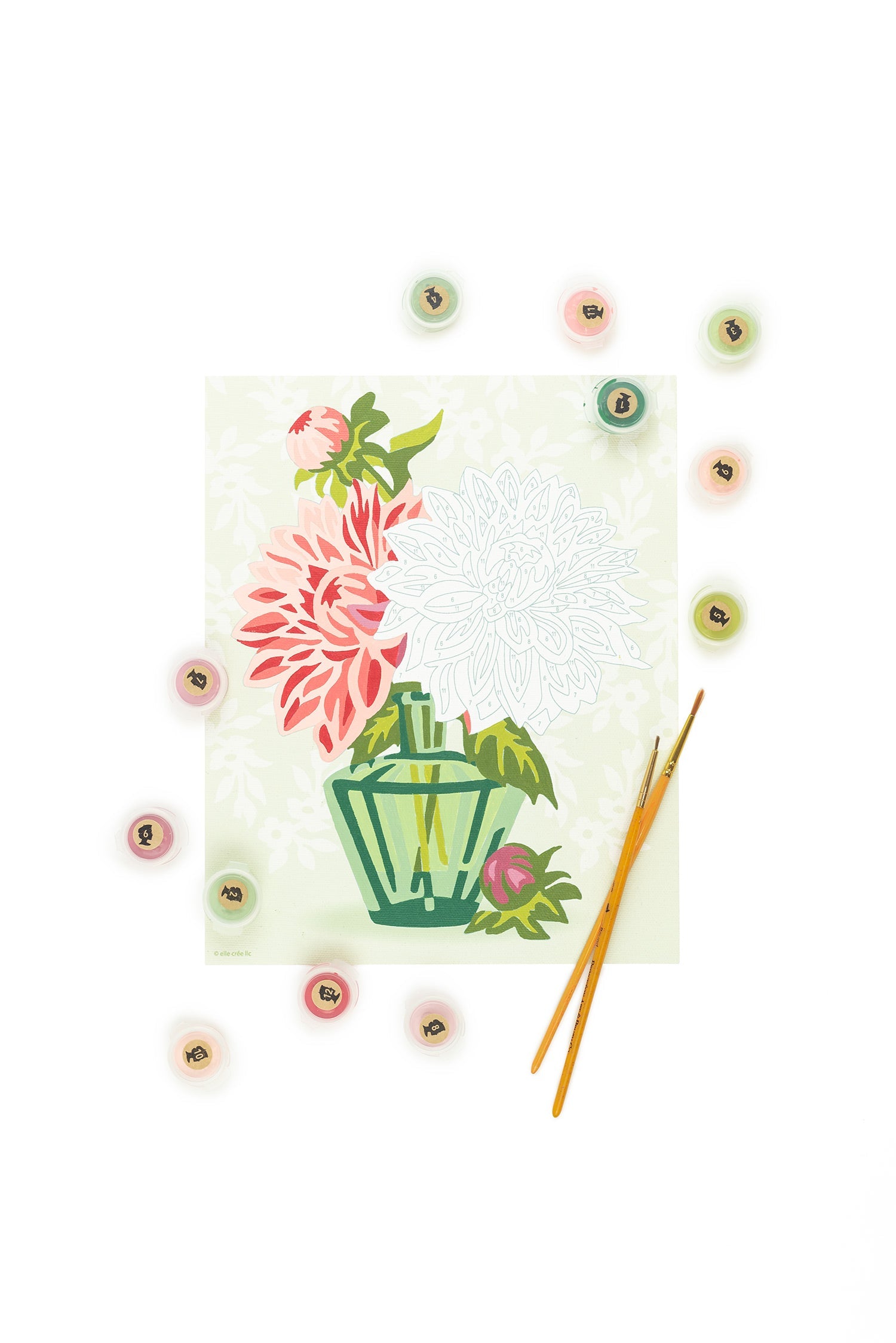 Dahlias in Vase | 8x10 paint-by-number kit - Paint-by-Number Kit from Elle Crée