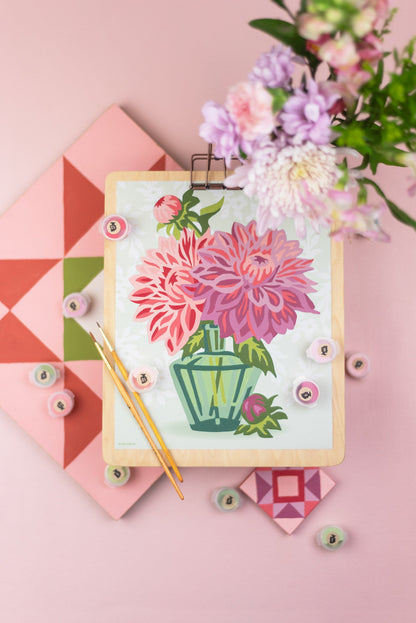 Dahlias in Vase | 8x10 paint-by-number kit - Paint-by-Number Kit from Elle Crée