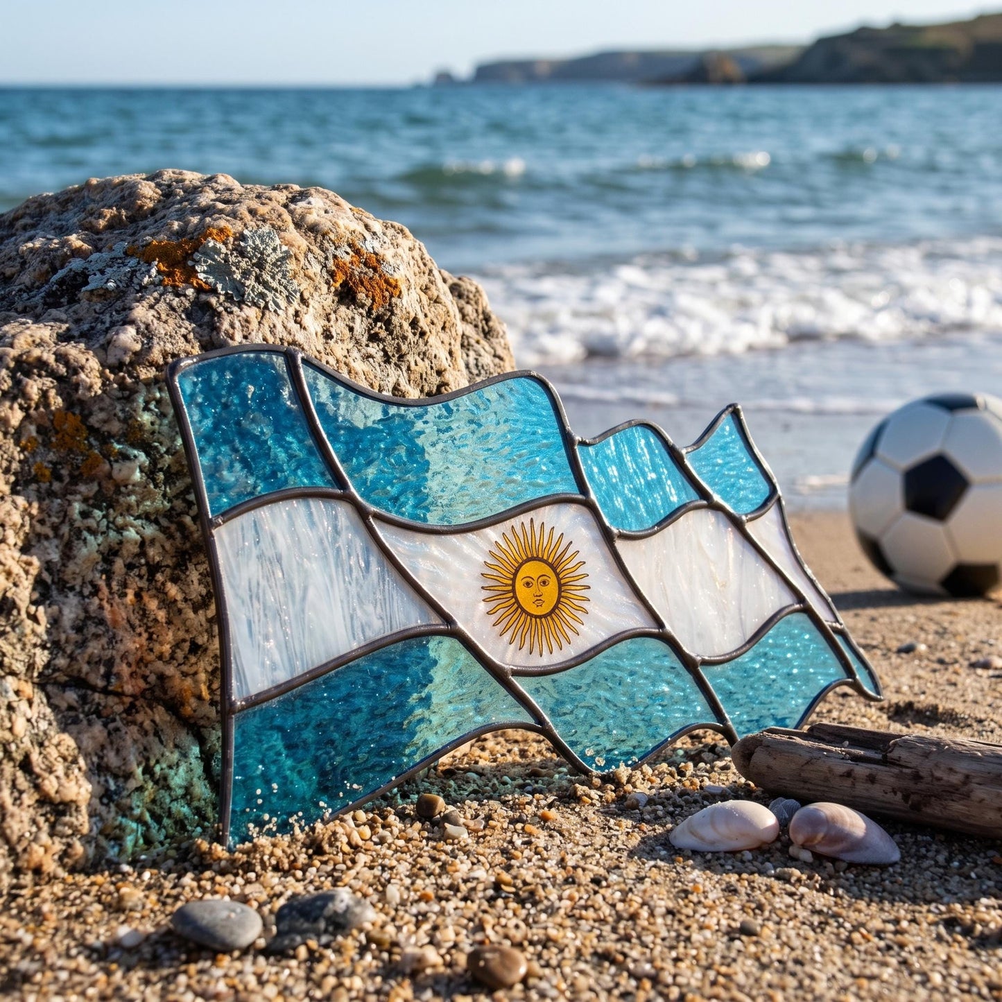 Argentina Flag Stained Glass Pattern: Argentinian Pride Suncatcher Design (PNG, SVG & PDF Digital Download)
