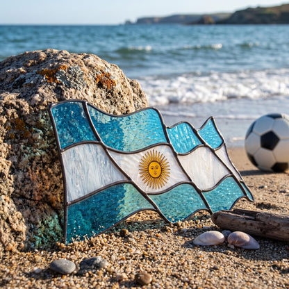 Argentina Flag Stained Glass Pattern: Argentinian Pride Suncatcher Design (PNG, SVG & PDF Digital Download)