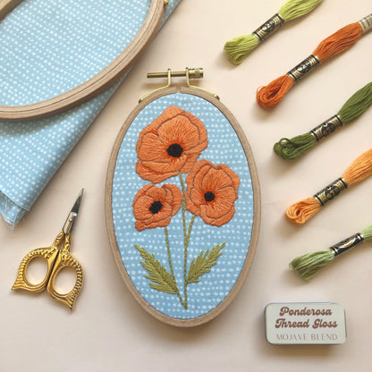 Poppies - Intermediate Floral Hand Embroidery Kit - Needlecraft Kits from MCreativeJ