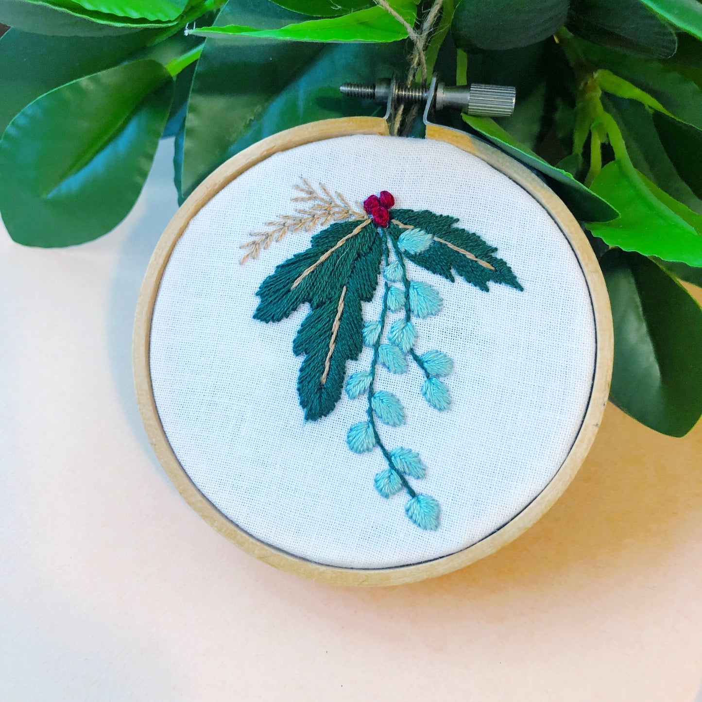 Winter Botanicals Ornament- Mini Embroidery Kit for Beginners