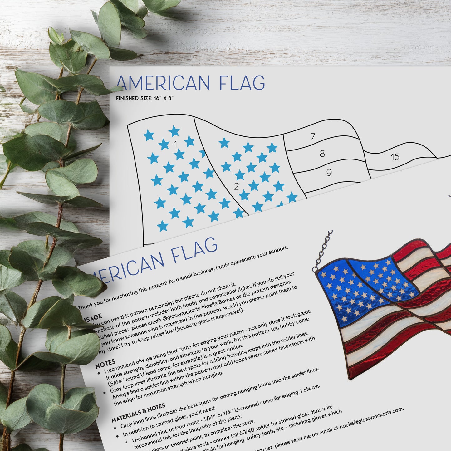 USA Flag Stained Glass Pattern: American Flag Suncatcher Design (SVG, png & PDF Digital Download)