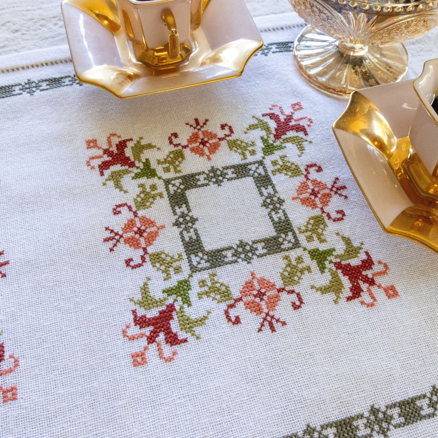 Anthea table runner cross stitch folk embroidery kit