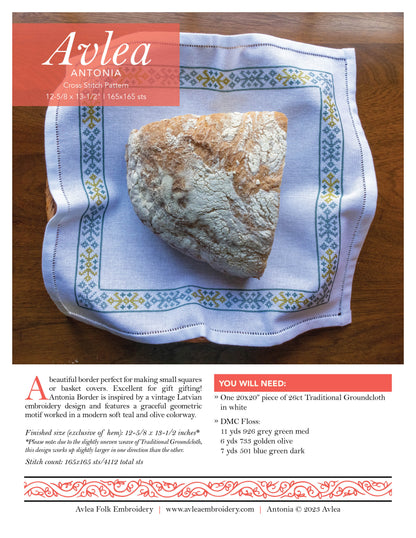 Antonia cross stitch folk embroidery kit