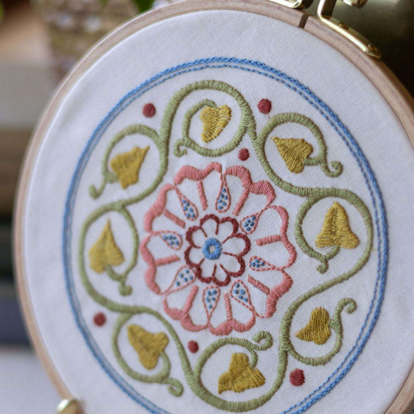Arcadian Rose embroidery hoop kit - Kit from Avlea Folk Embroidery