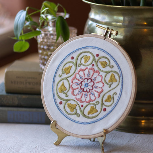 Arcadian Rose embroidery hoop kit - Kit from Avlea Folk Embroidery