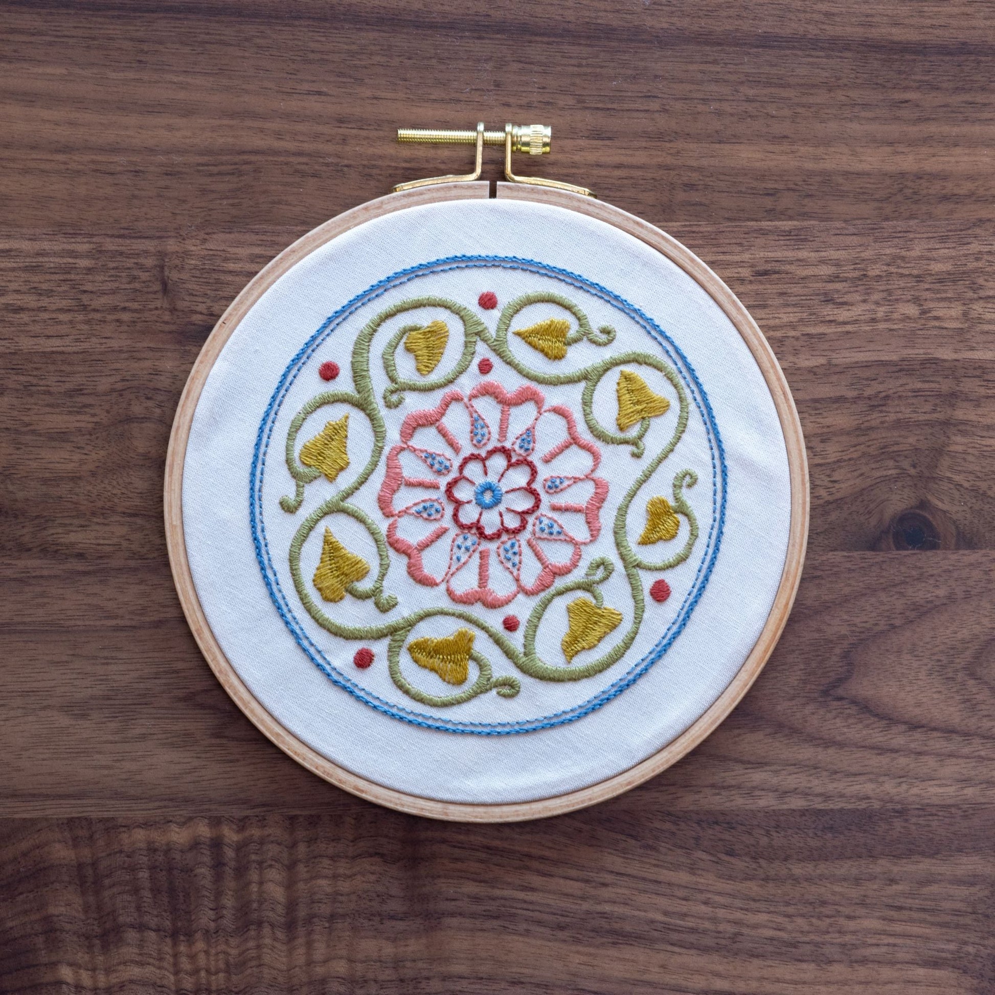 Arcadian Rose embroidery hoop kit - Kit from Avlea Folk Embroidery