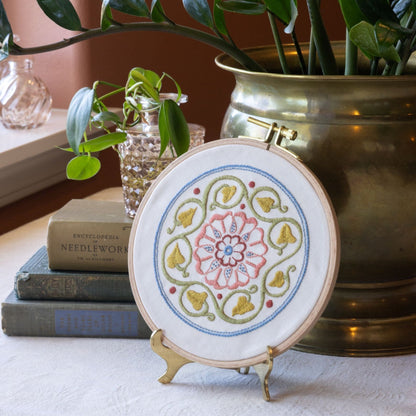 Arcadian Rose embroidery hoop kit - Kit from Avlea Folk Embroidery