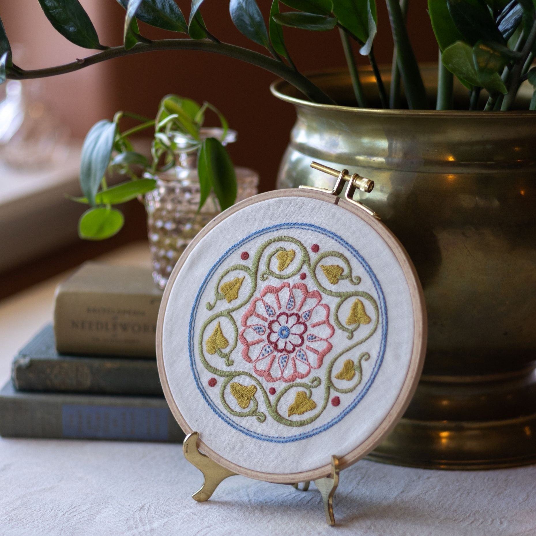 Arcadian Rose embroidery hoop kit - Kit from Avlea Folk Embroidery