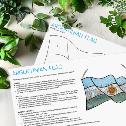 Argentina Flag Stained Glass Pattern: Argentinian Pride Suncatcher Design (PNG, SVG & PDF Digital Download)