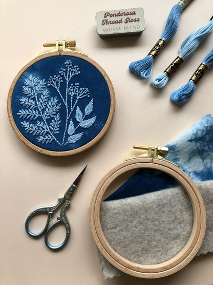 Cyanotype Botanicals - Hand Embroidery Kit for Beginners