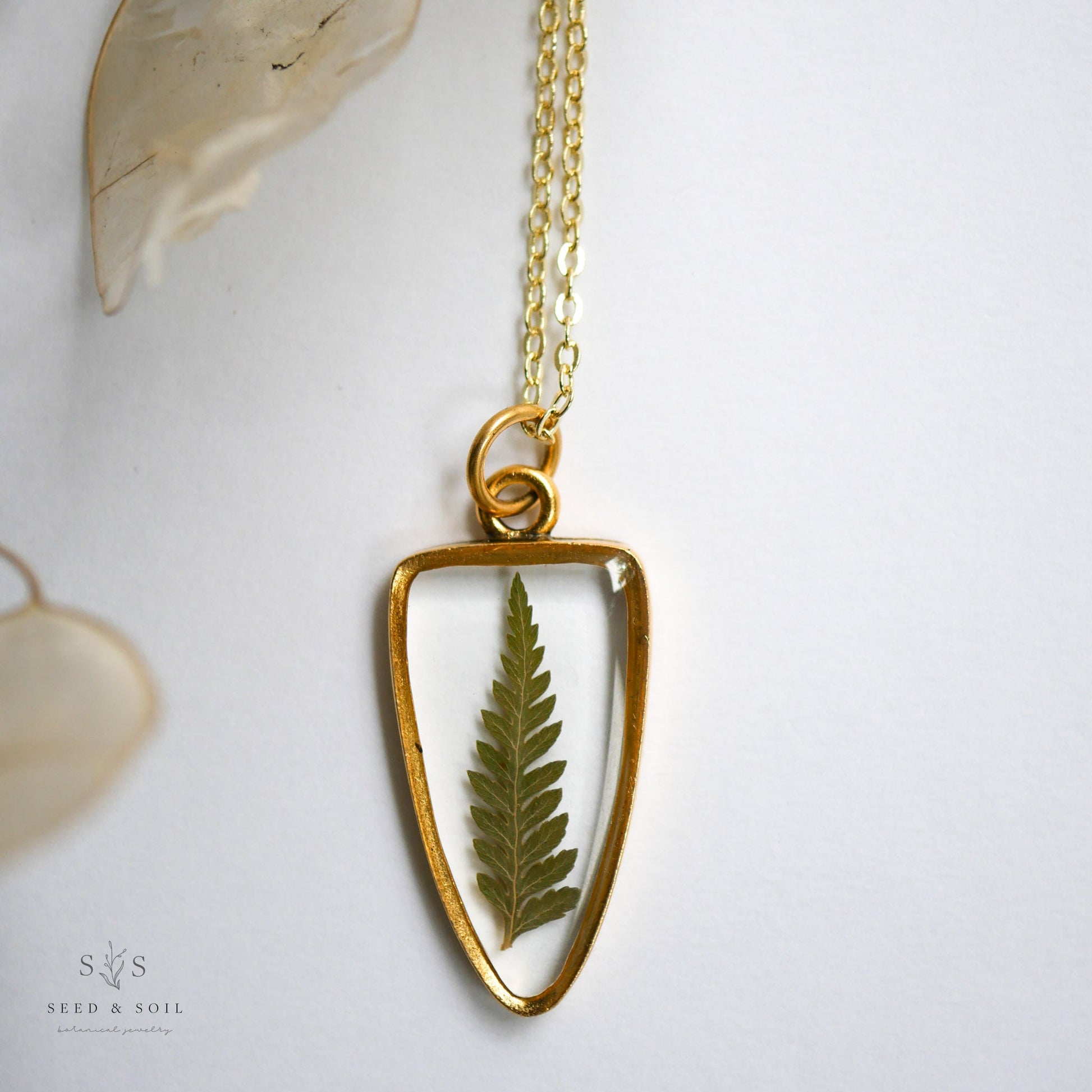 Arrowhead Necklace - Fern Gold 26" Plain from Seed&SoilShop