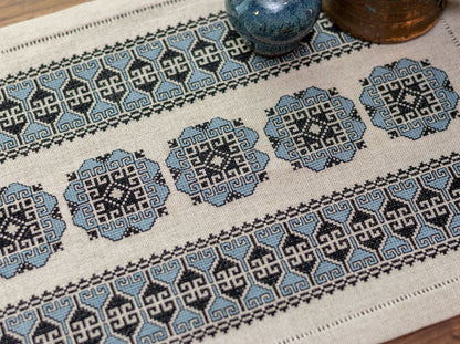 Blue Hellebore cross stitch folk embroidery kit