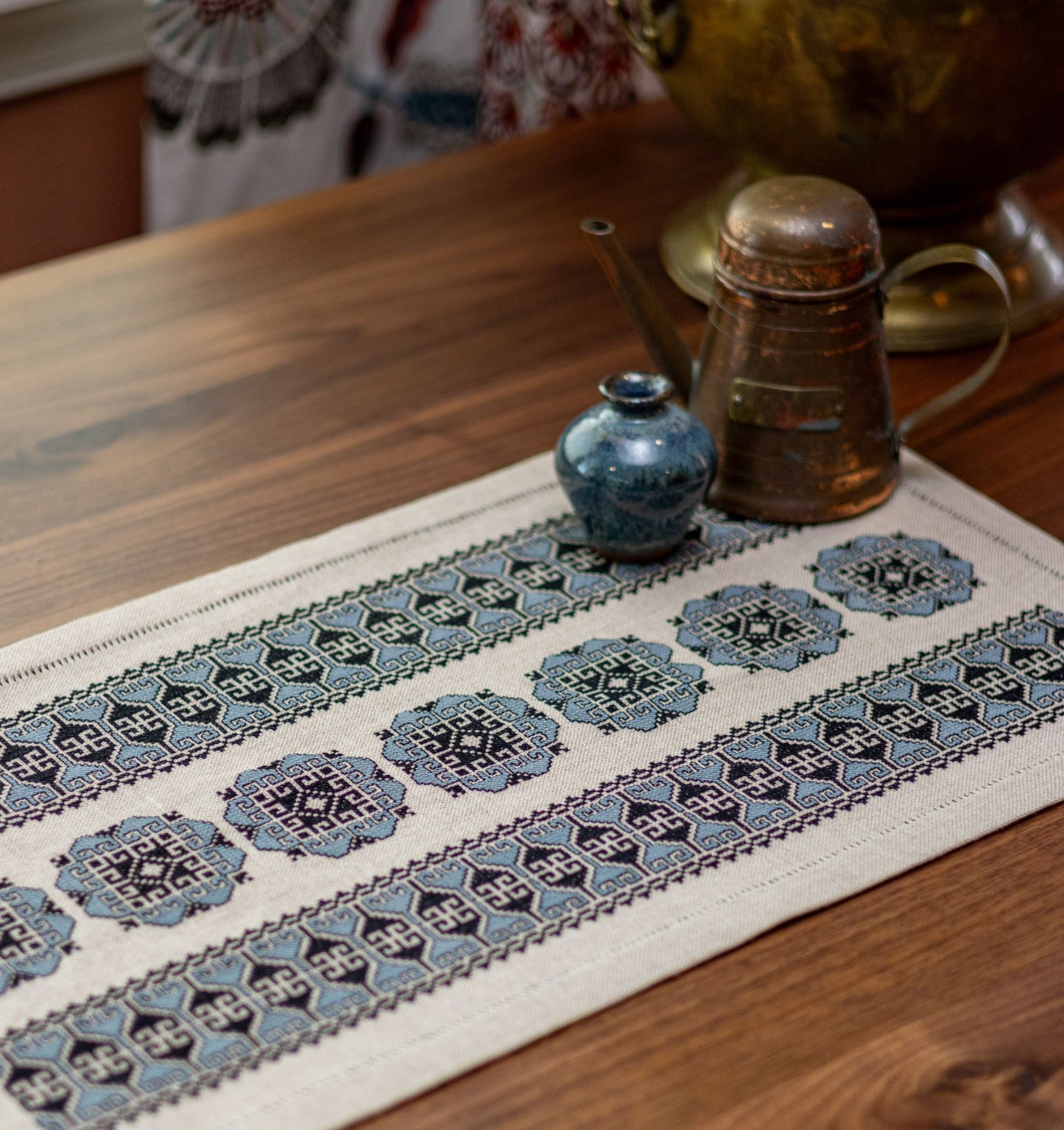 Blue Hellebore cross stitch folk embroidery kit