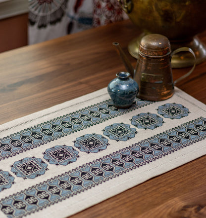 Blue Hellebore cross stitch folk embroidery kit