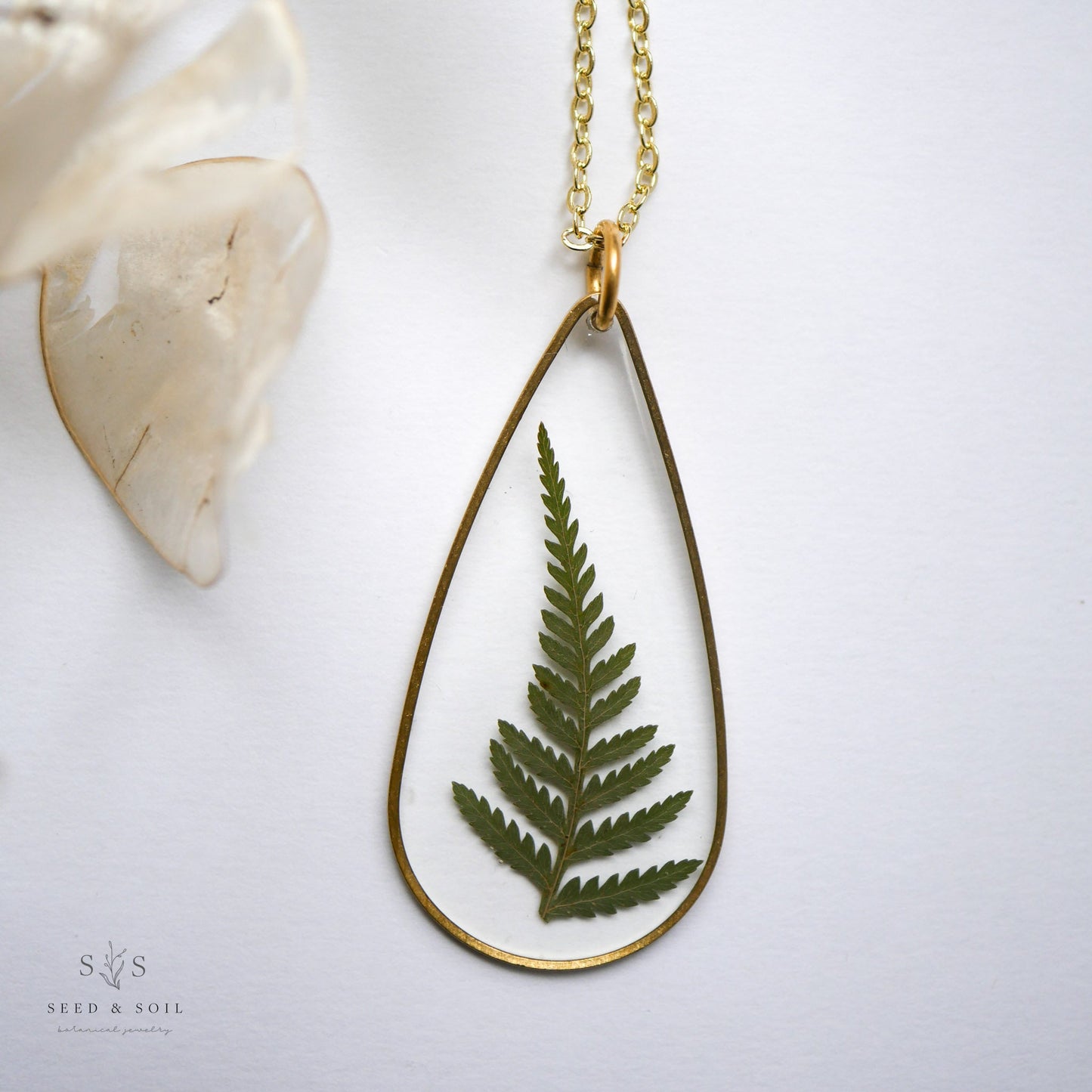 Large Brass Teardrop - Fern 26" Plain from Seed&SoilShop