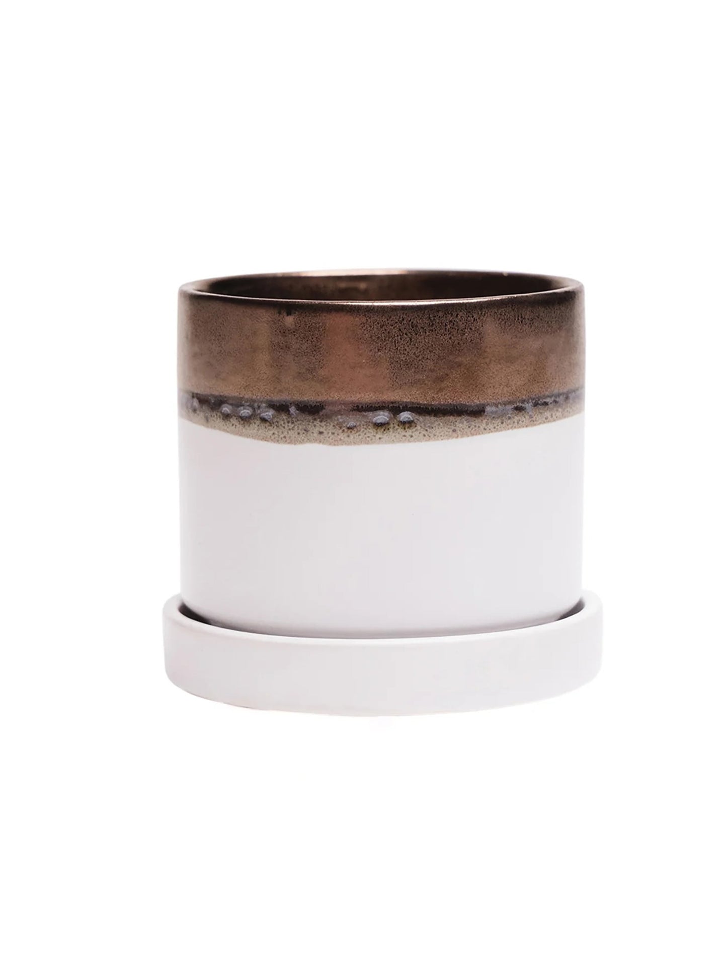 Bronze White Ceramic Plant Pot and Saucer - plant pot from Ash & Rose
