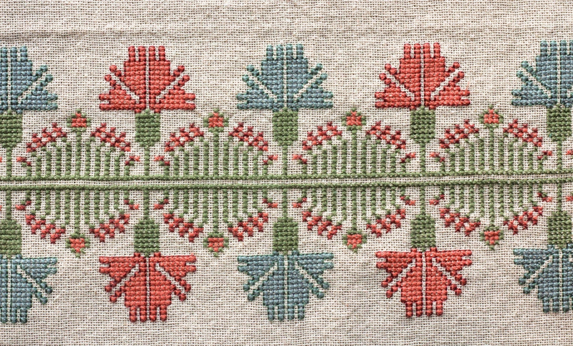 Calliope's Meadow cross stitch folk embroidery kit - Kit from Avlea Folk Embroidery