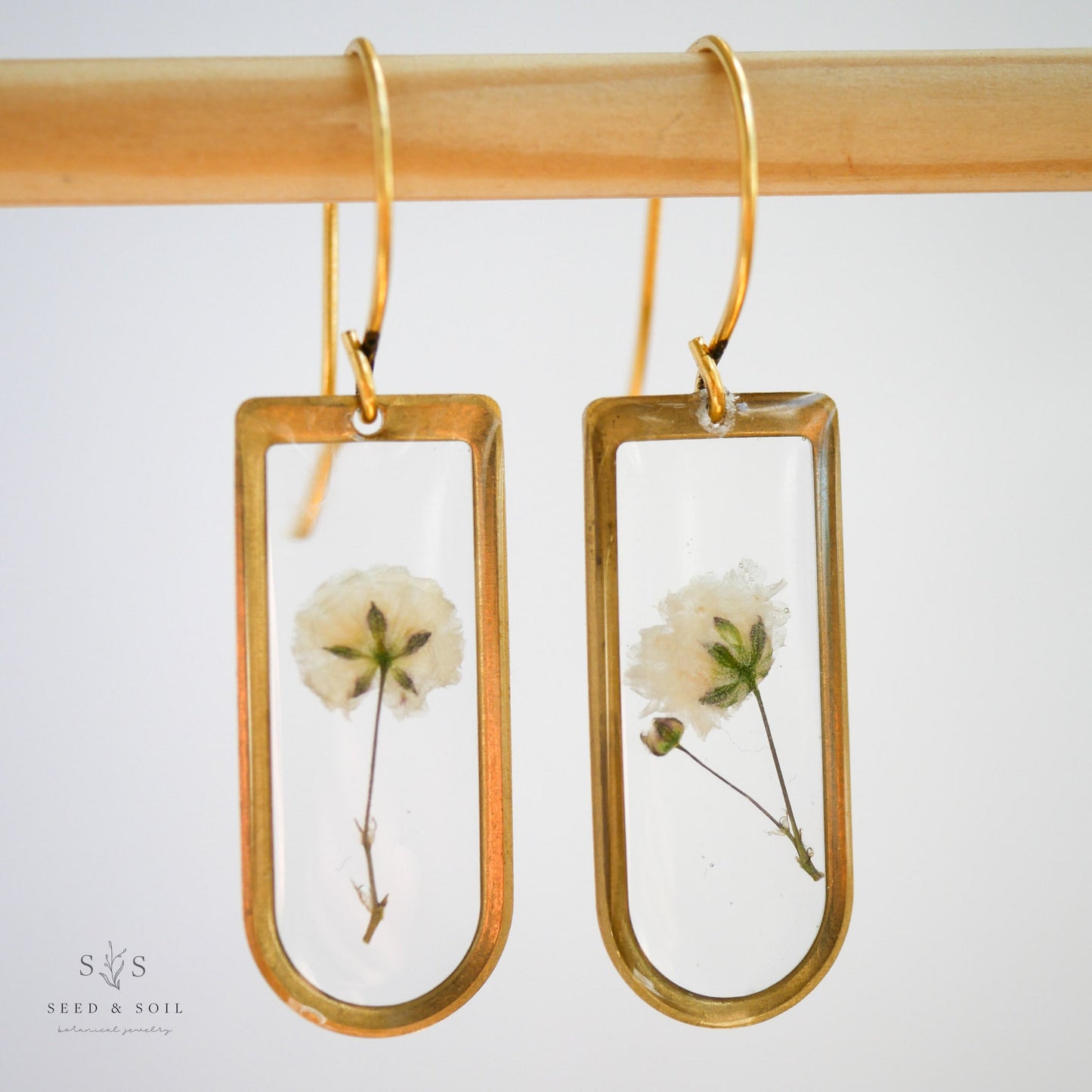 Cathedral Earrings - Gold tone brass Baby's Breath from Seed&SoilShop