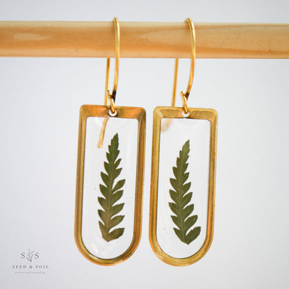 Cathedral Earrings - Gold tone brass Fern from Seed&SoilShop