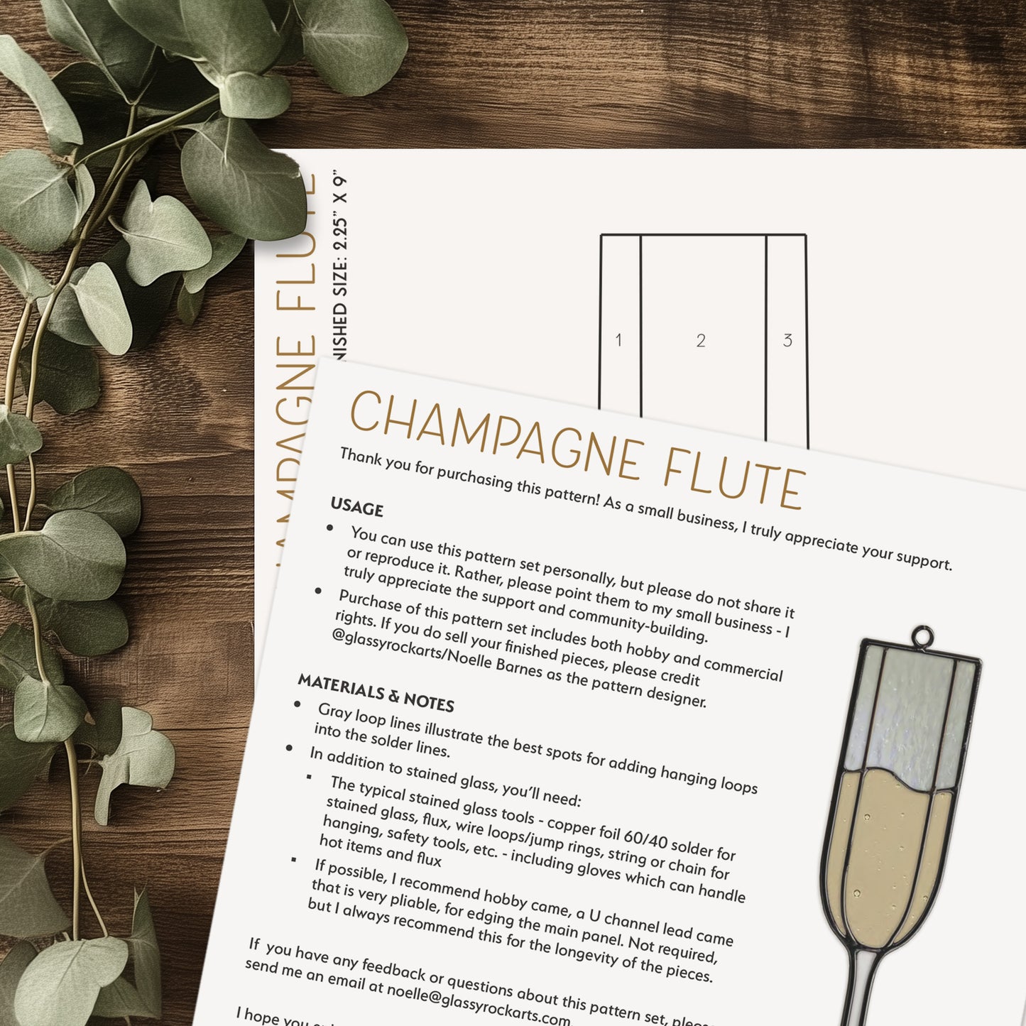 Champagne Flute Stained Glass Pattern