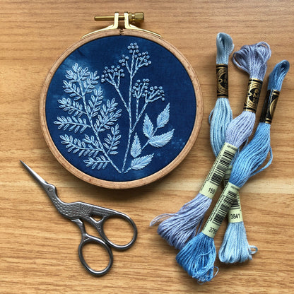 Cyanotype Botanicals - Hand Embroidery Kit for Beginners