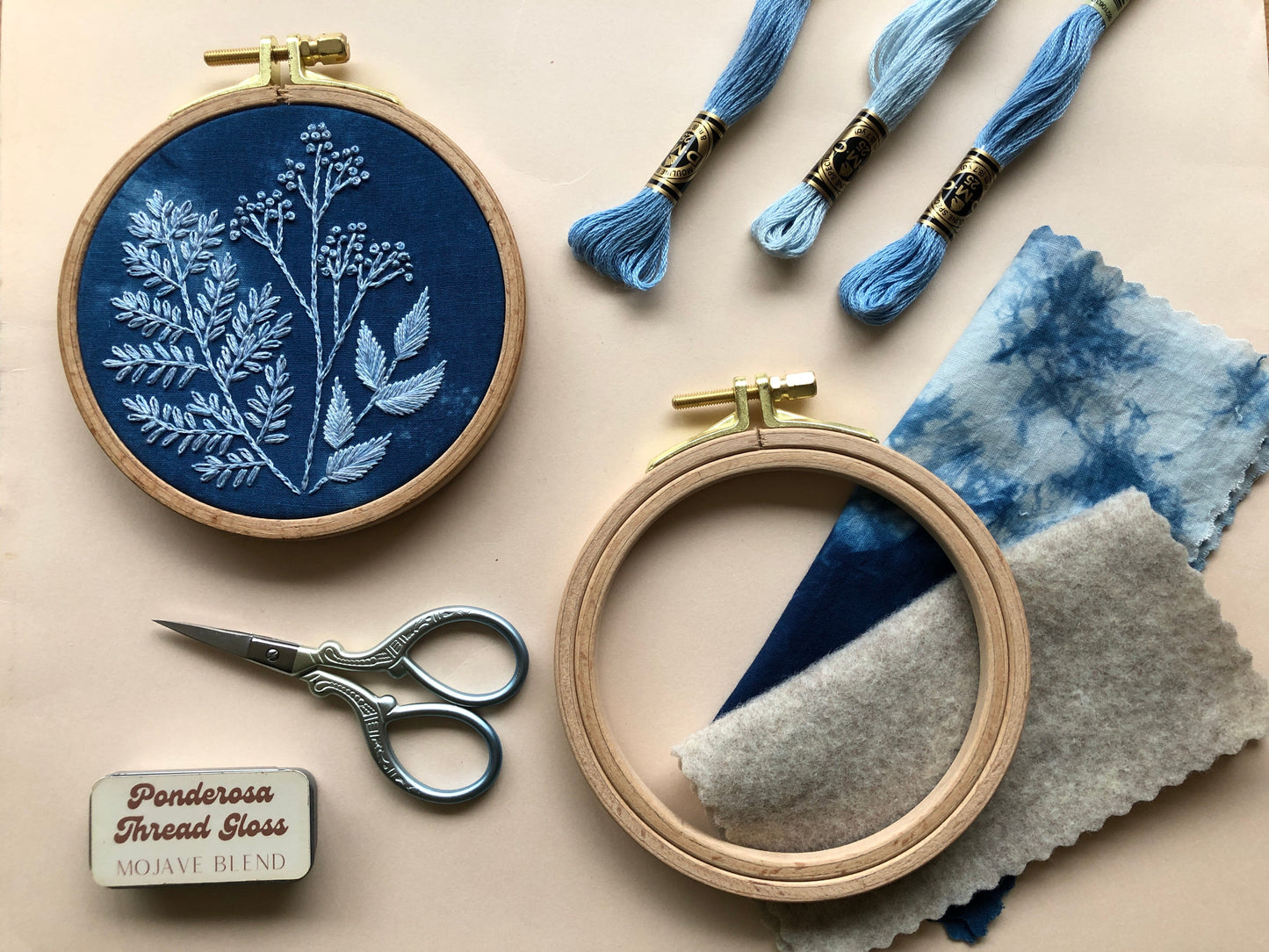 Cyanotype Botanicals - Hand Embroidery Kit for Beginners