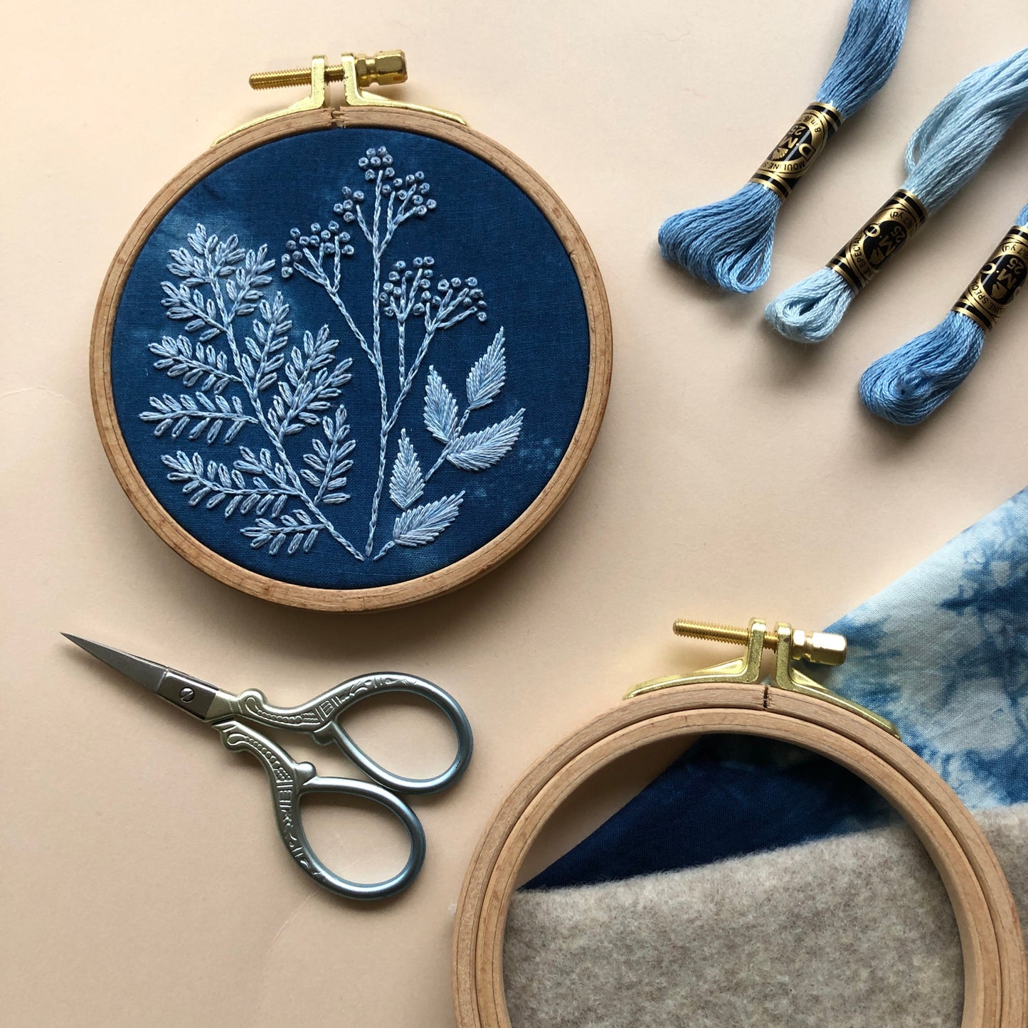 Cyanotype Botanicals - Hand Embroidery Kit for Beginners