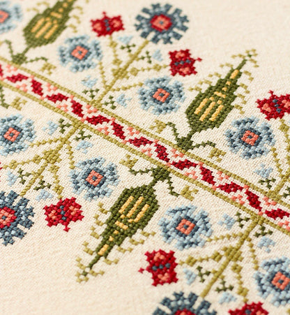 Delphian Cornflower cross stitch folk embroidery kit - Kit from Avlea Folk Embroidery