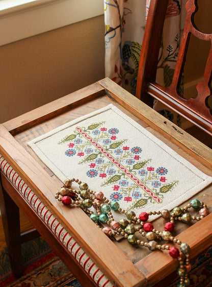 Delphian Cornflower cross stitch folk embroidery kit - Kit from Avlea Folk Embroidery