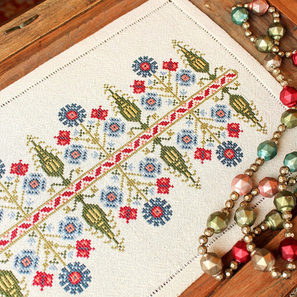 Delphian Cornflower cross stitch folk embroidery kit - Kit from Avlea Folk Embroidery