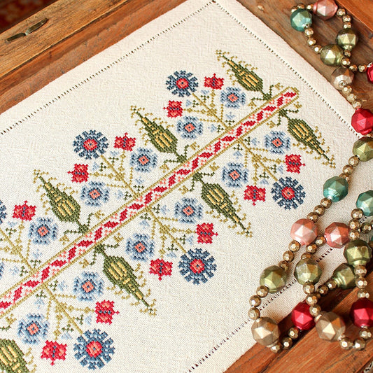 Delphian Cornflower cross stitch folk embroidery kit - Kit from Avlea Folk Embroidery