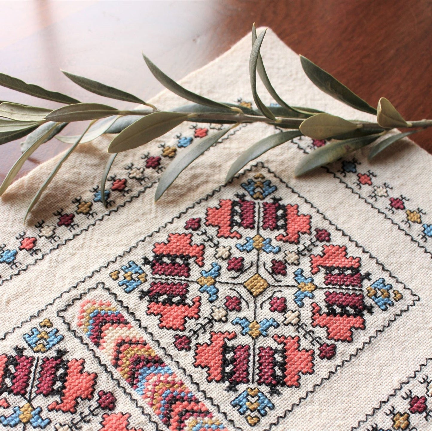 Despina's Anemone cross stitch folk embroidery kit