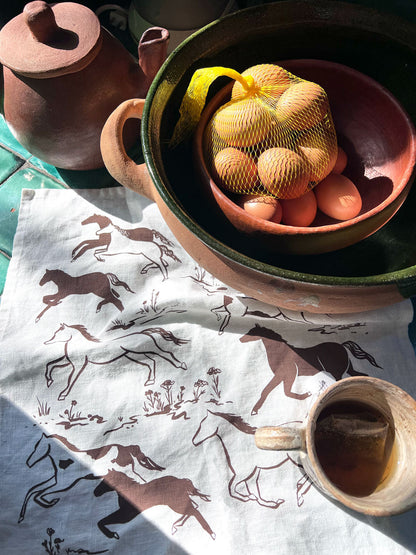 Wild Horses Linen Tea Towel