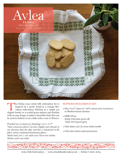 Eliska cross stitch folk embroidery kit