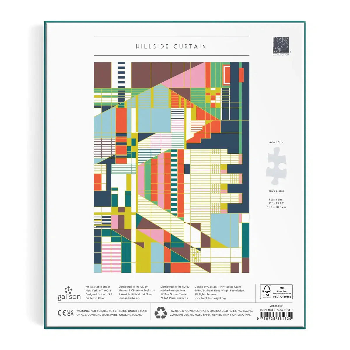 Frank Lloyd Wright Hillside Curtain 1500 Piece Jigsaw Puzzle Galison - Jigsaw Puzzle from Puzzle Merchant