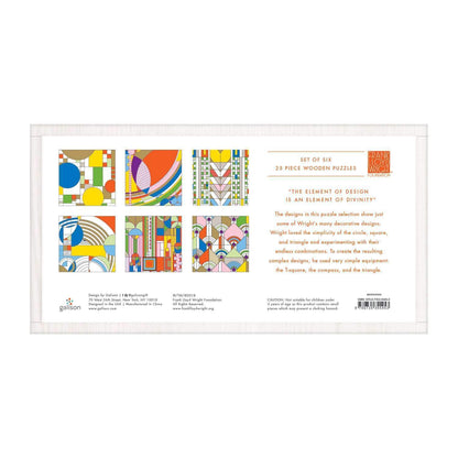 Frank Lloyd Wright Set of 6 25 Piece Wood Jigsaw Puzzle Galison - Jigsaw Puzzle from Puzzle Merchant