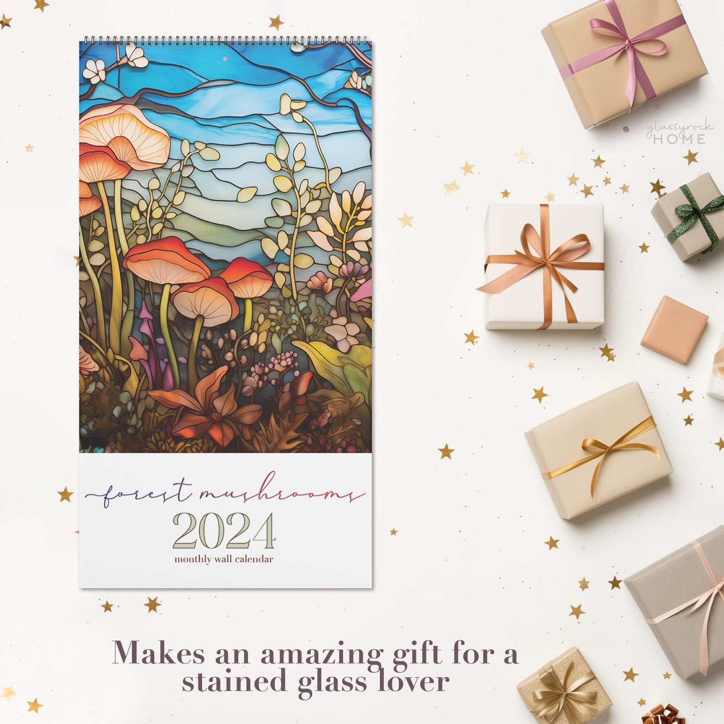 2024 Calendar: Stained Glass Forest Mushrooms