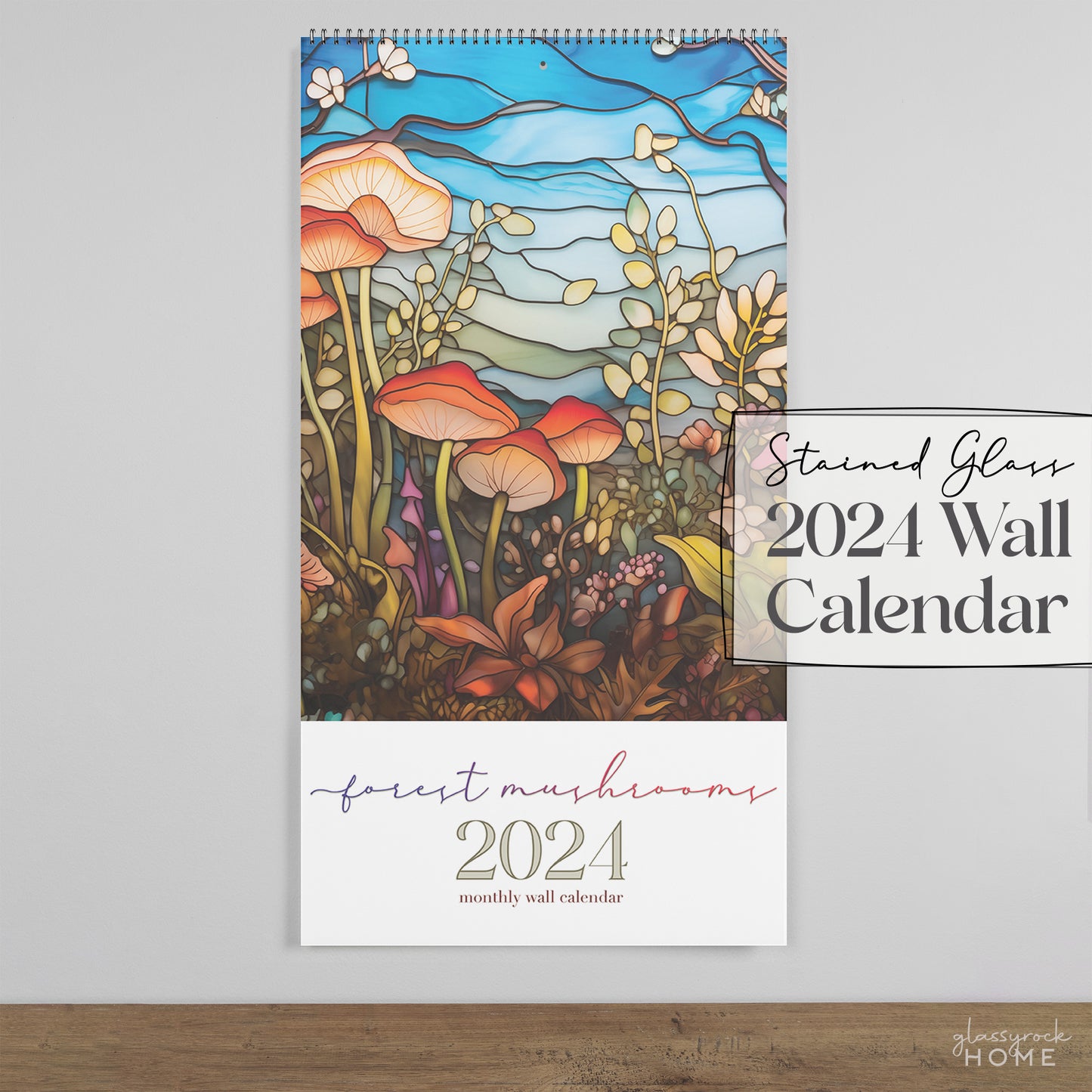 2024 Calendar: Stained Glass Forest Mushrooms
