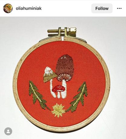 Mushroom Trio - Intermediate Embroidery DIY Craft Kit