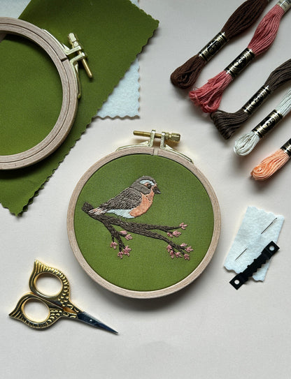 Spring Robin - Bird Embroidery Kit for Beginners