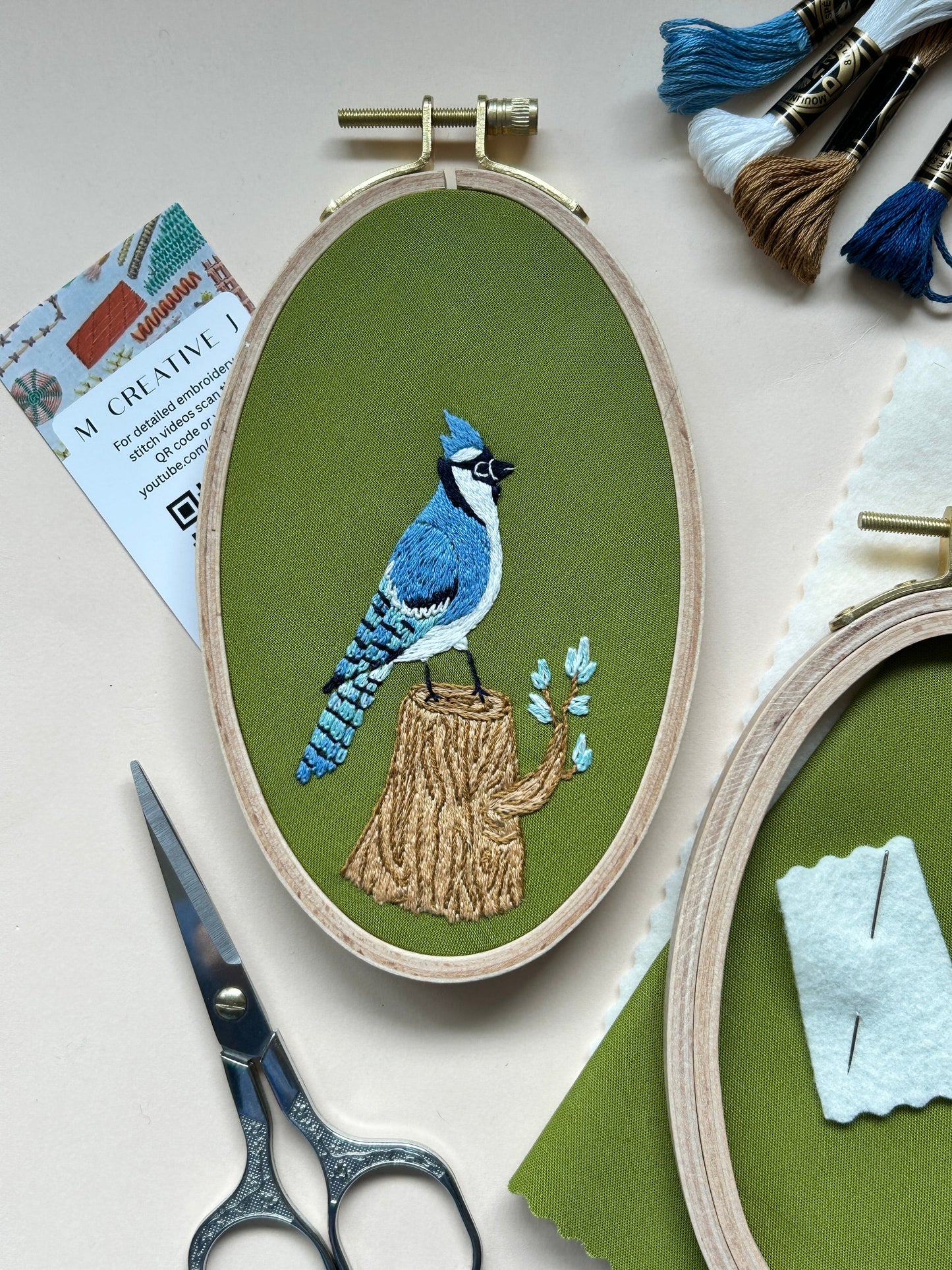 Bluejay in the Woods - Bird Embroidery Kit for Intermediate Stitchers