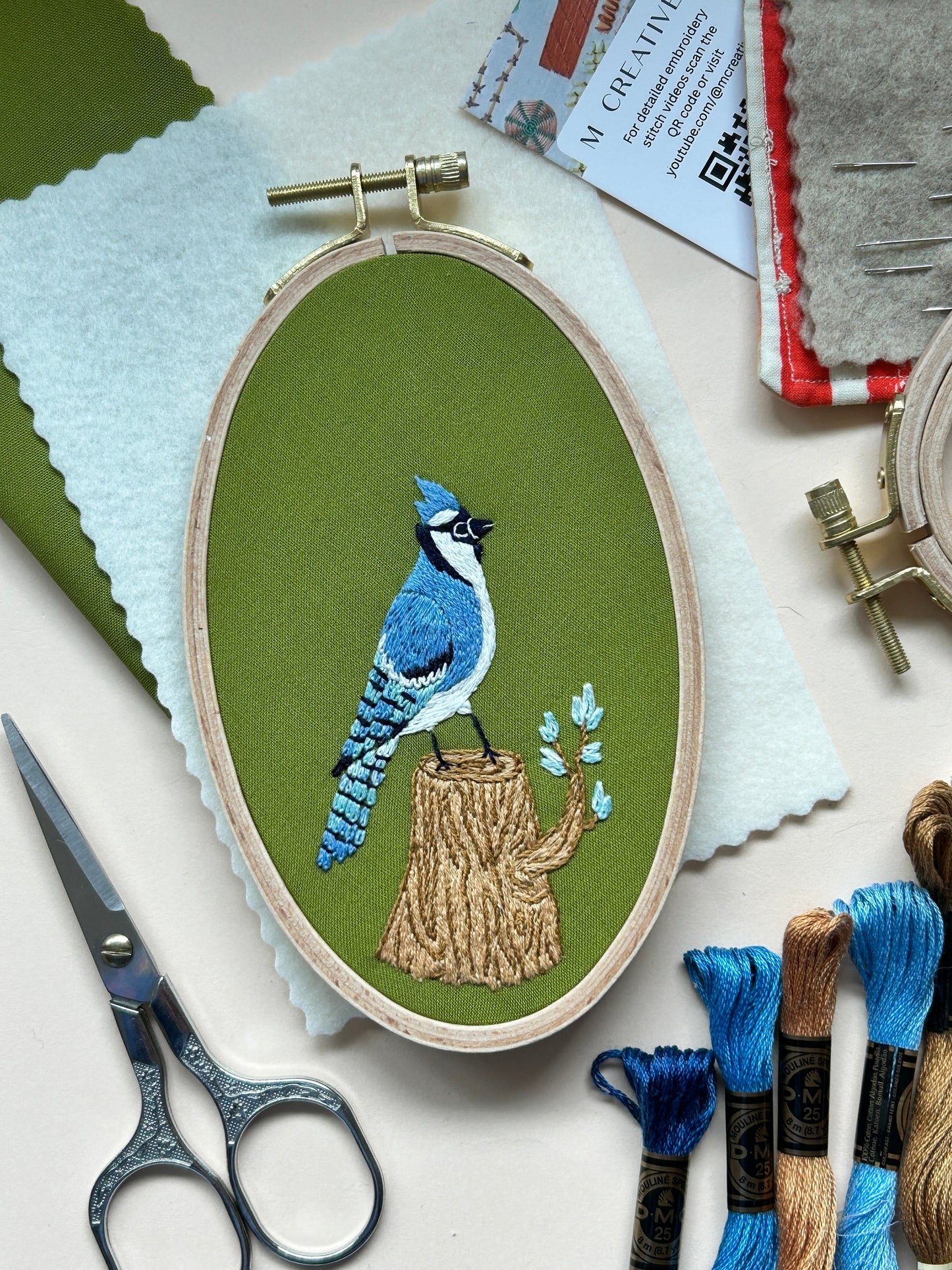 Bluejay in the Woods - Bird Embroidery Kit for Intermediate Stitchers