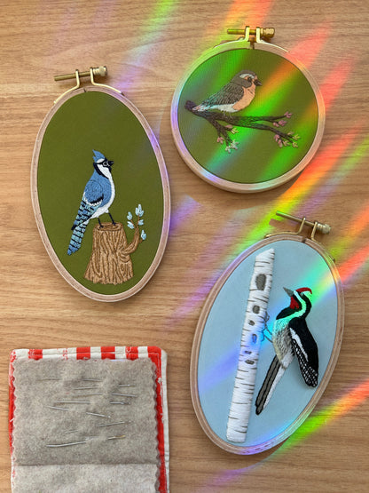 Bluejay in the Woods - Bird Embroidery Kit for Intermediate Stitchers